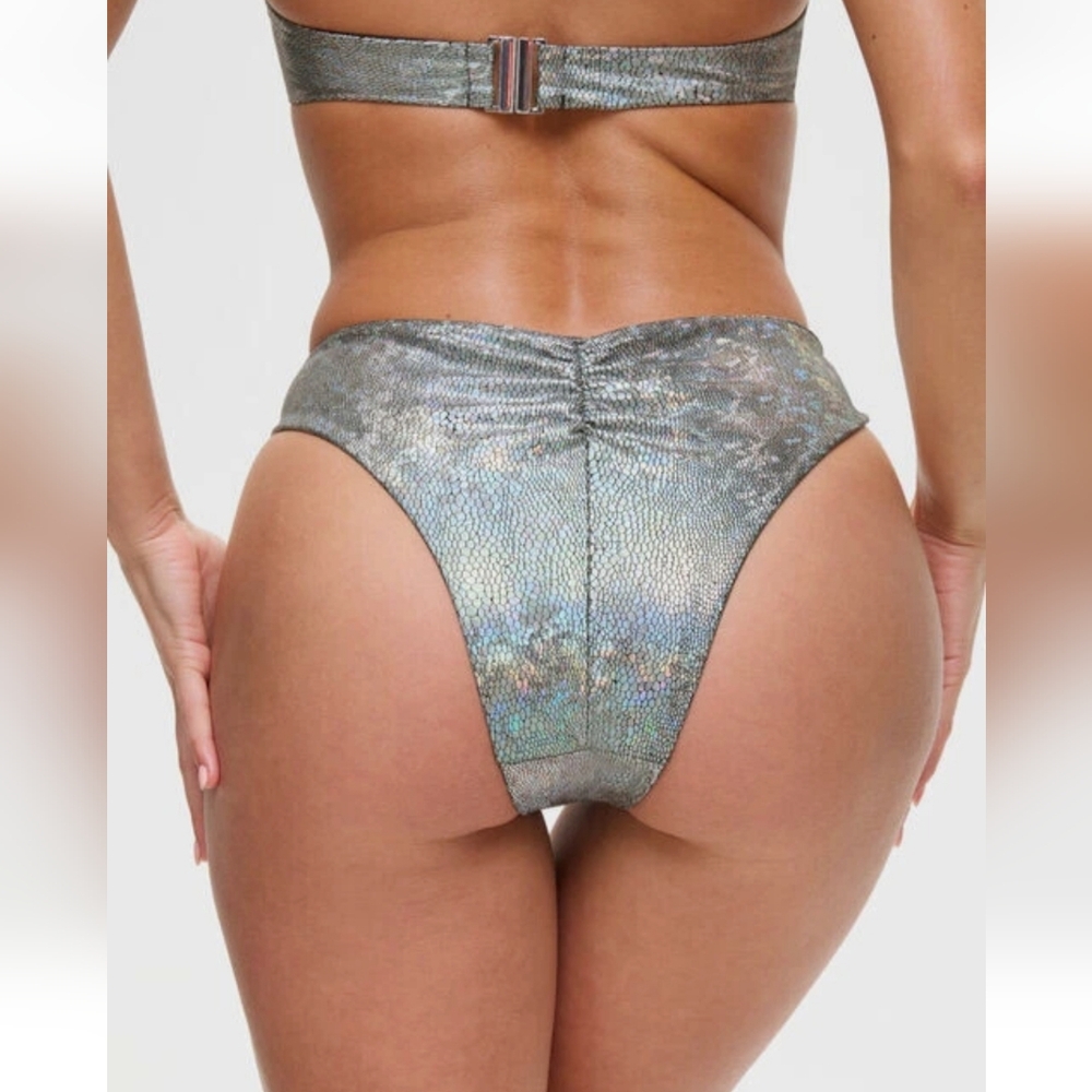 NWT Ann Summers Tropical Glitz Bikini Silver halter top & bottom - Picture 2 of 8